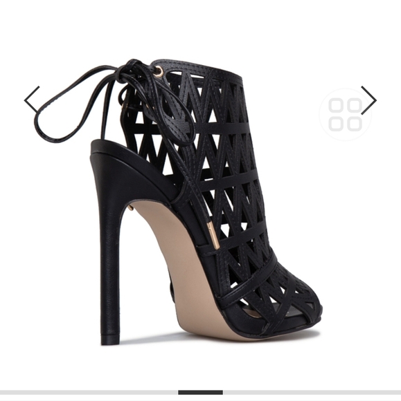 NWOT Black Tia Caged Heeled Sandal High Heels - Picture 3 of 12